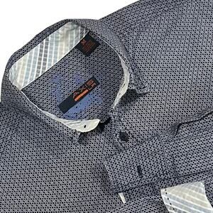 Axis LA Mens Dress Shirt Size Medium Navy Blue and White